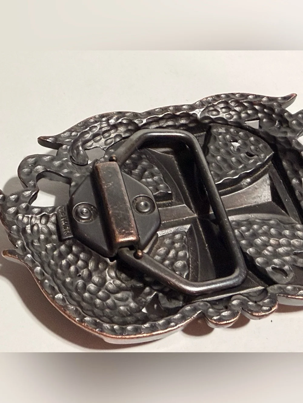 Maltese Cross Belt Buckle Cutout Gothic Outlaw Biker Punk Bronze Brown